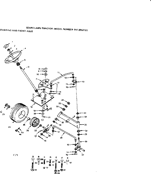 Craftsman 9172552703 steering and front axle diagram