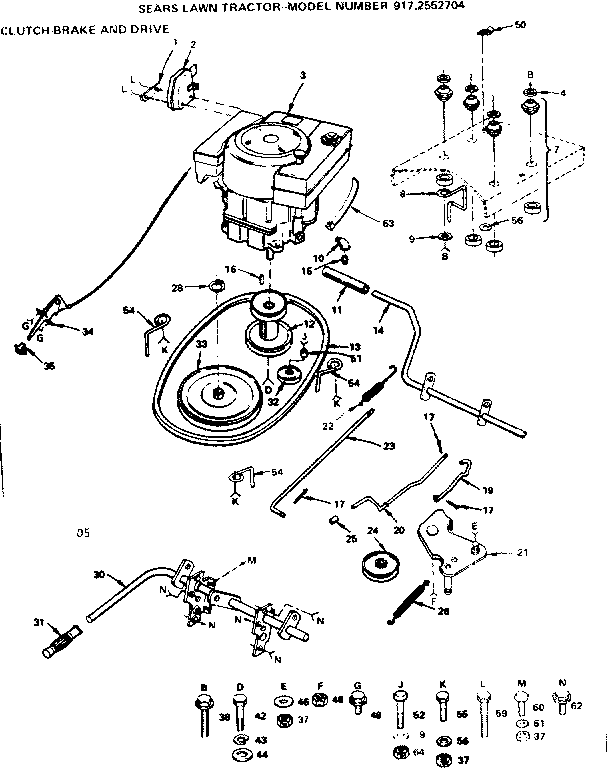 Craftsman 9172552704 clutch-brake and drive diagram