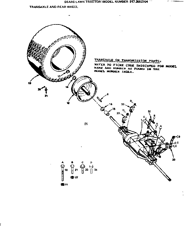 Craftsman 9172552704 transaxle and rear wheel diagram