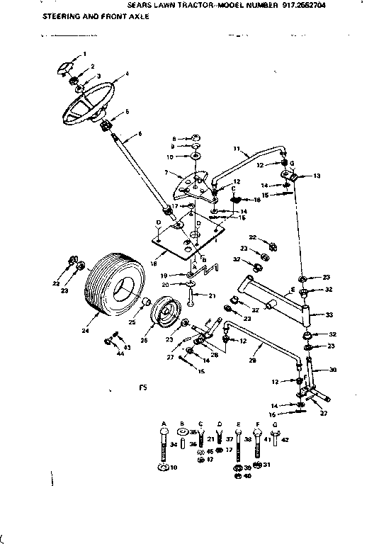 Craftsman 9172552704 steering and front axle diagram