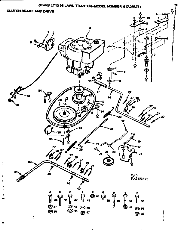 Craftsman 917255271 clutch-brake and drive diagram