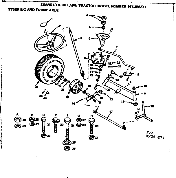 Craftsman 917255271 steering and front axle diagram