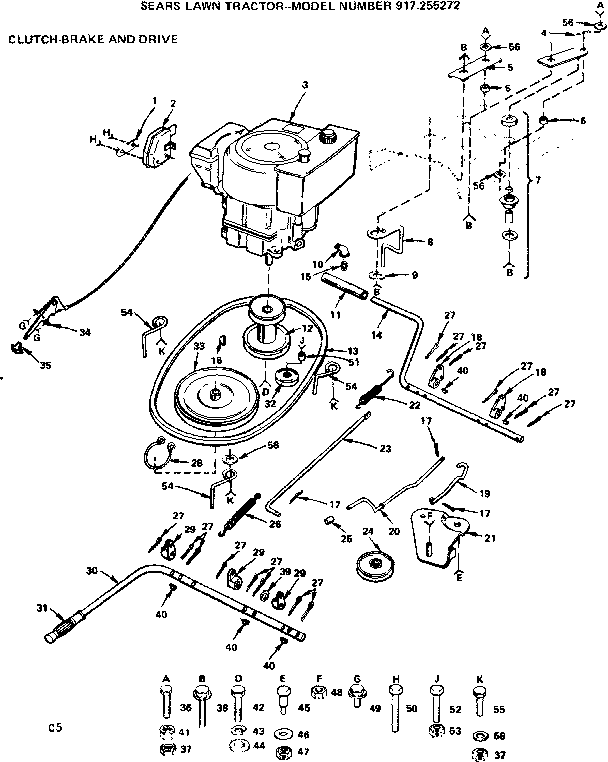 Craftsman 917255272 clutch-brake and drive diagram