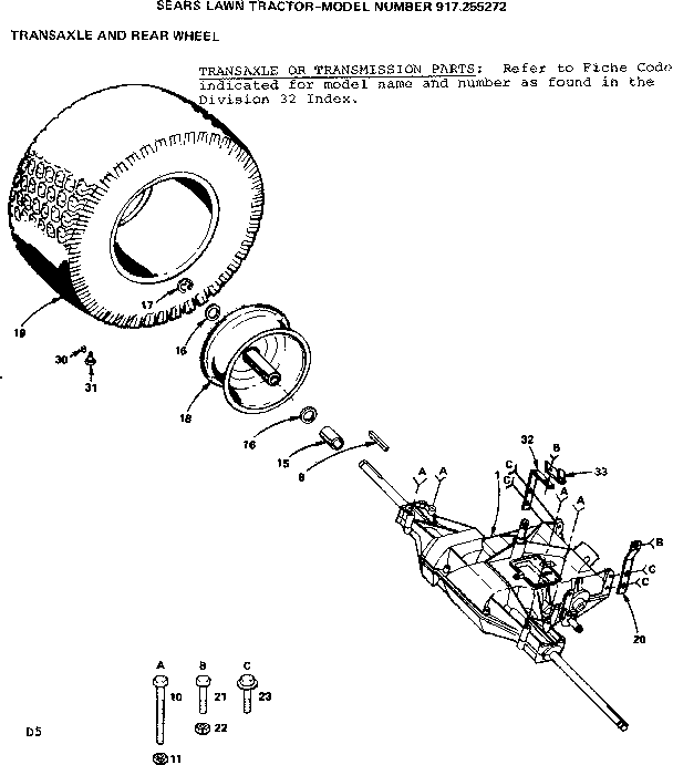 Craftsman 917255272 transaxle and rear wheel diagram