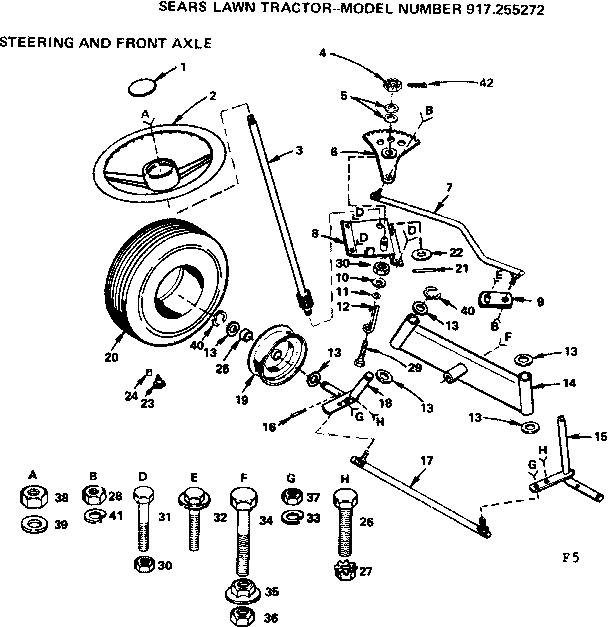Craftsman 917255272 steering and front axle diagram