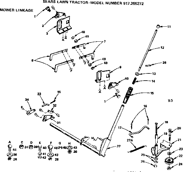 Craftsman 917255272 mower linkage diagram