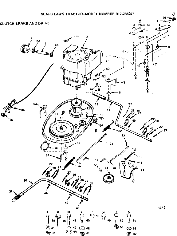 Craftsman 917255274 clutch-brake and drive diagram