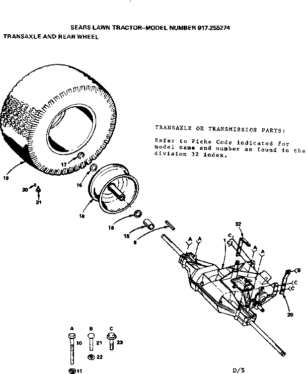 Craftsman 917255274 transaxle and rear wheel diagram