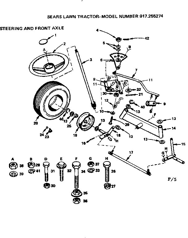 Craftsman 917255274 steering and front axle diagram
