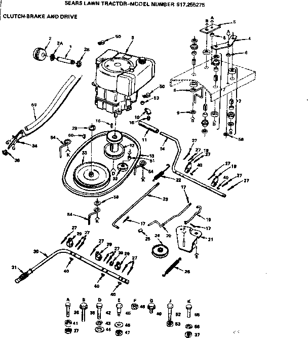 Craftsman 917255275 clutch-brake & drive diagram