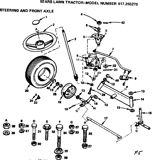 Craftsman 917255275 steering and front axle diagram