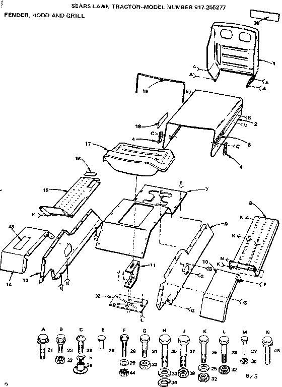 Craftsman 917255277 fender hood and grill diagram