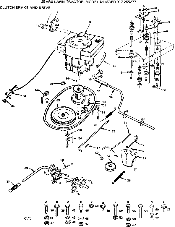 Craftsman 917255277 clutch-brake and drive diagram