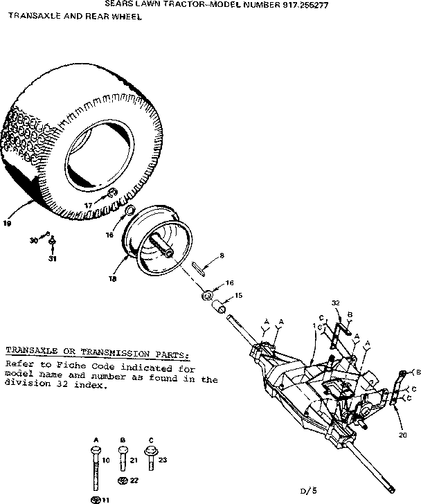 Craftsman 917255277 transaxle and rear wheel diagram