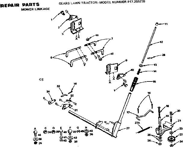 Craftsman 917255278 mower linkage diagram