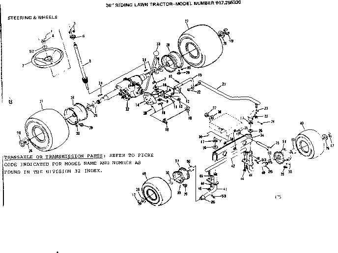 Craftsman 917255330 steering and wheels diagram