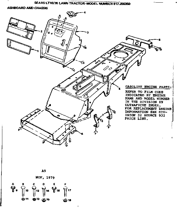 Craftsman 917255350 36 lawn tractor/dashboard and chassis diagram