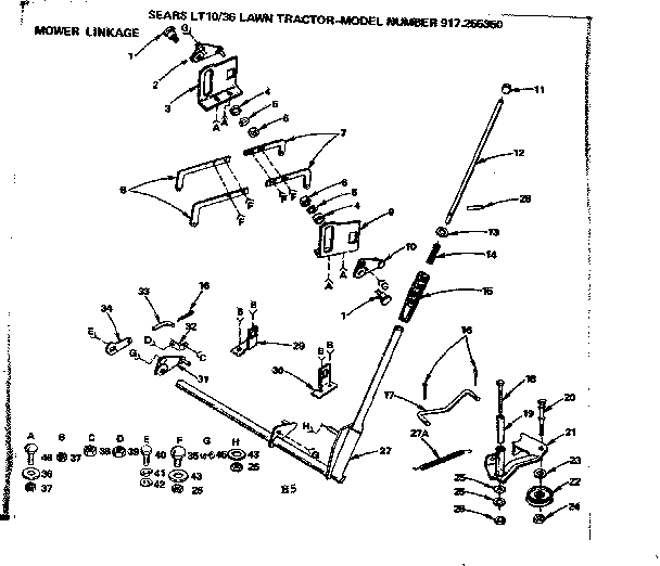 Craftsman 917255350 36 lawn tractor/mower linkage diagram