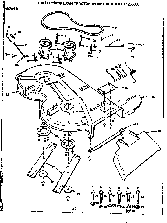 Craftsman 917255350 36 lawn tractor/mower diagram