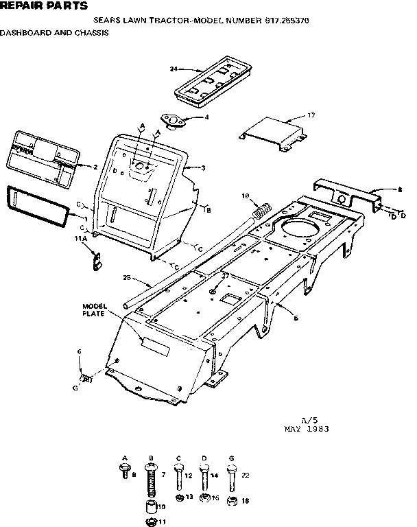 Craftsman 917255370 dashboard and chassis diagram