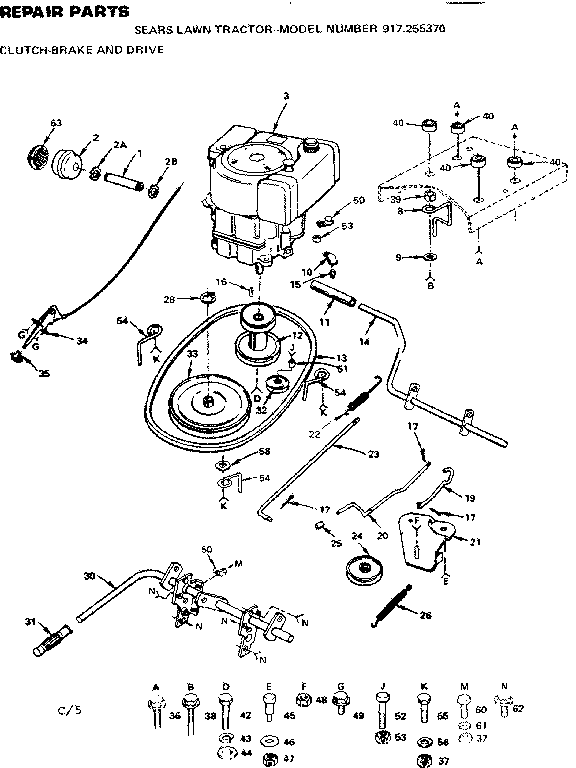 Craftsman 917255370 clutch-brake and drive diagram