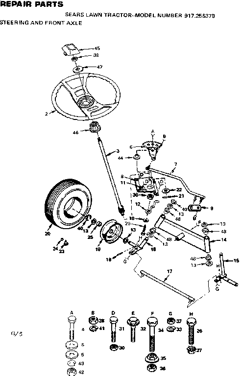 Craftsman 917255370 steering and front axle diagram