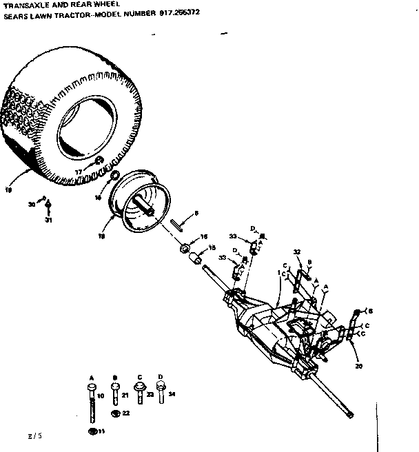 Craftsman 917255372 transaxle and rear wheel diagram