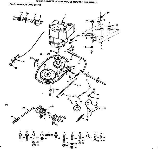 Craftsman 917255373 clutch-brake and drive diagram
