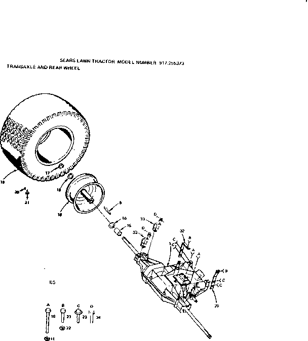 Craftsman 917255373 transaxle and rear wheel diagram