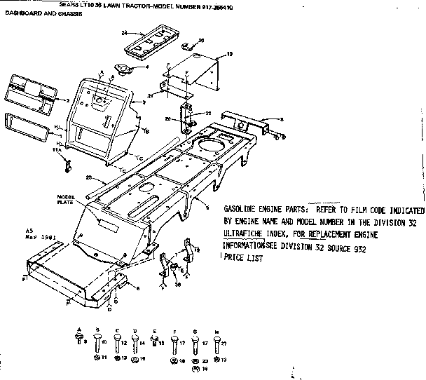 Craftsman 917255410 dashboard and chassis diagram