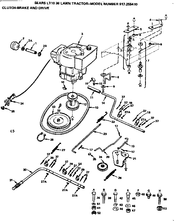 Craftsman 917255410 clutch-brake and drive diagram