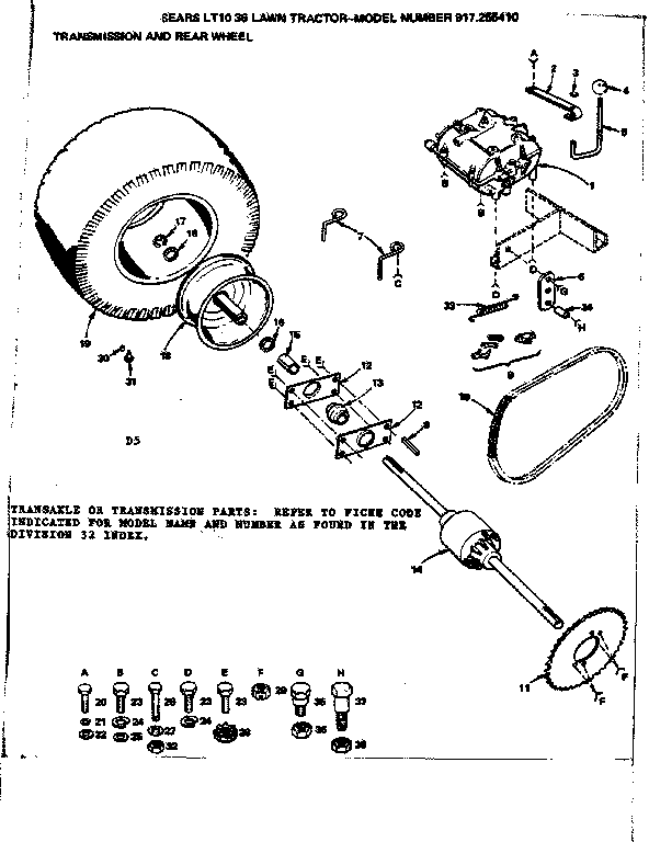 Craftsman 917255410 transmission and rear wheel diagram
