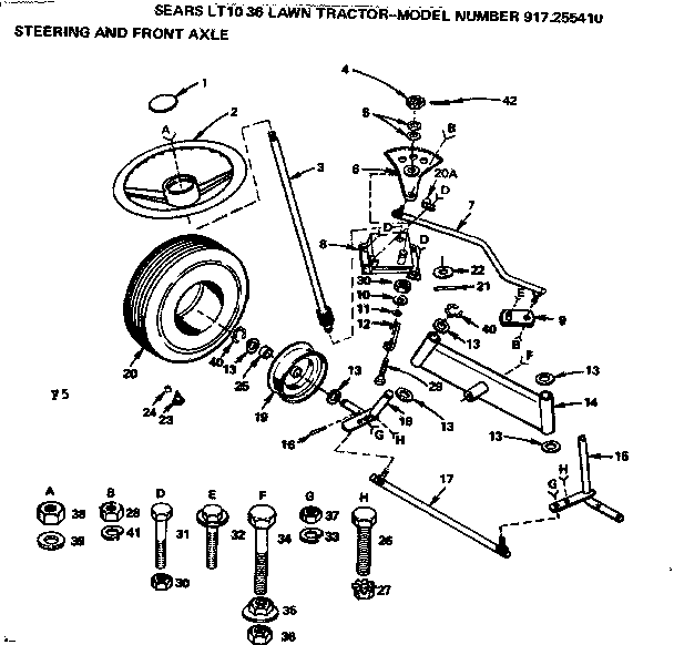 Craftsman 917255410 steering and front axle diagram