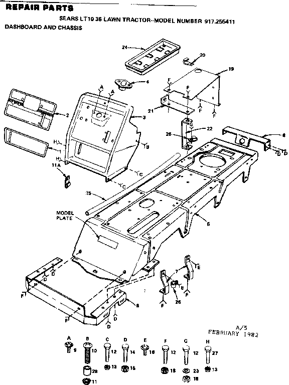 Craftsman S255411 dashboard and chassis diagram