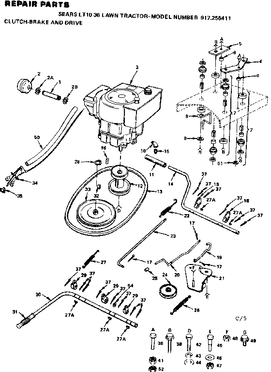 Craftsman S255411 xlutch-brake and drive diagram