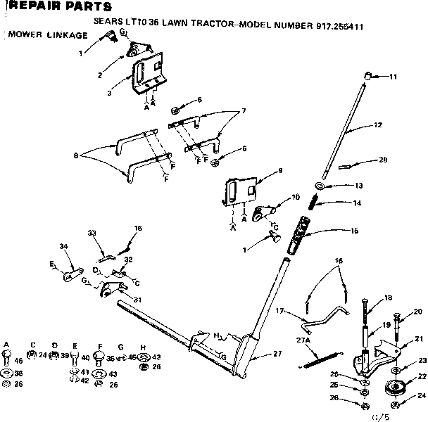 Craftsman S255411 mower linkage diagram