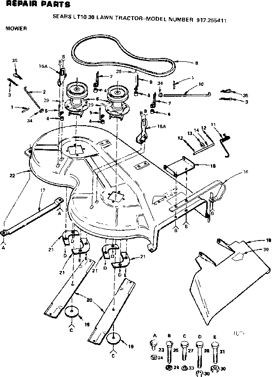 Craftsman S255411 mower diagram