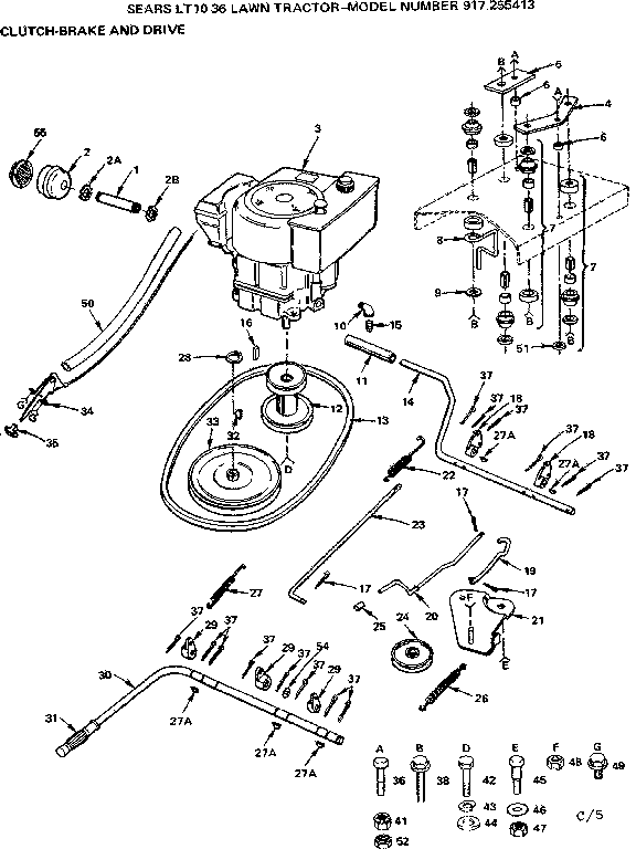 Craftsman 917255413 clutch-brake and drive diagram