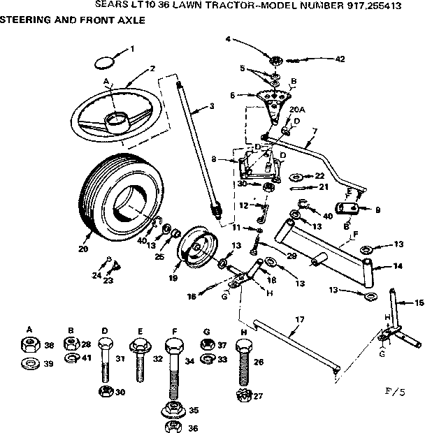 Craftsman 917255413 steering and front axle diagram