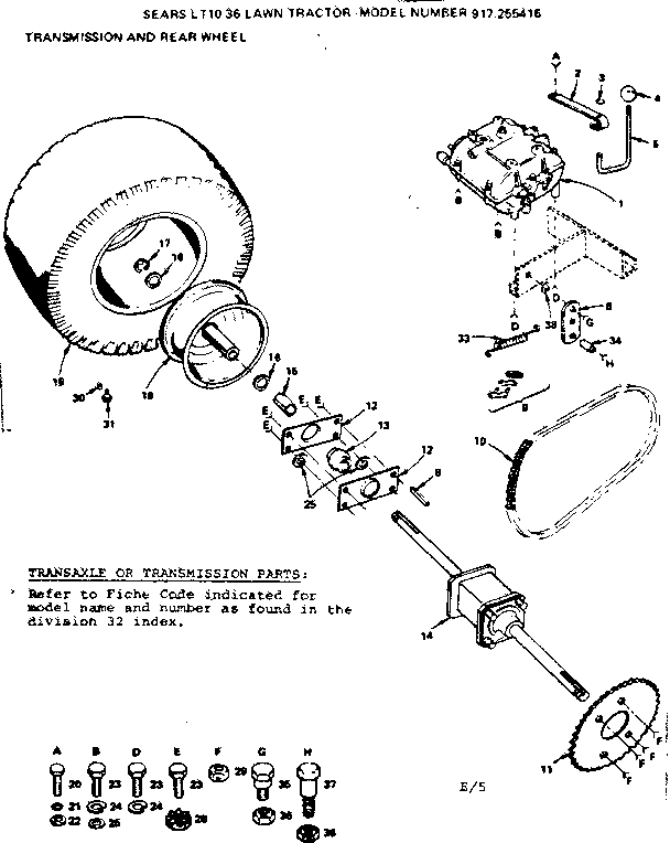 Craftsman 917255416 transmission and rear wheel diagram
