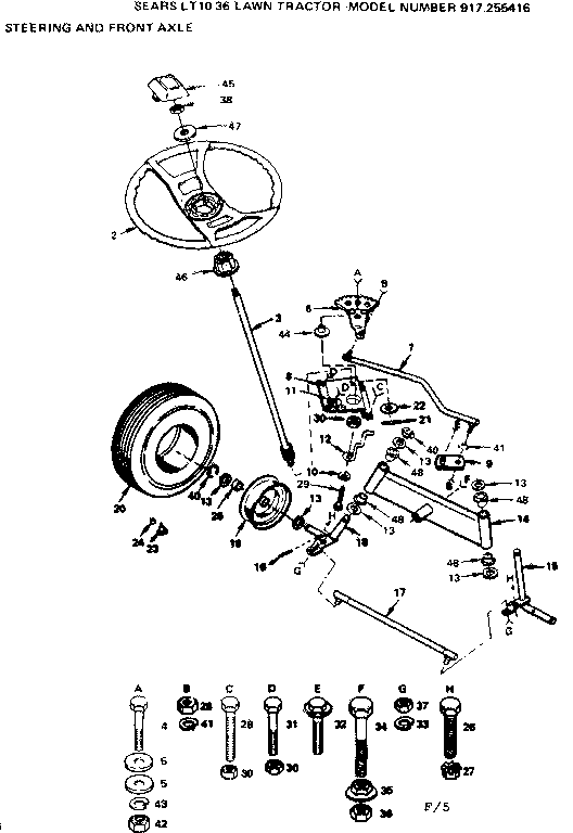 Craftsman 917255416 steering and front axle diagram