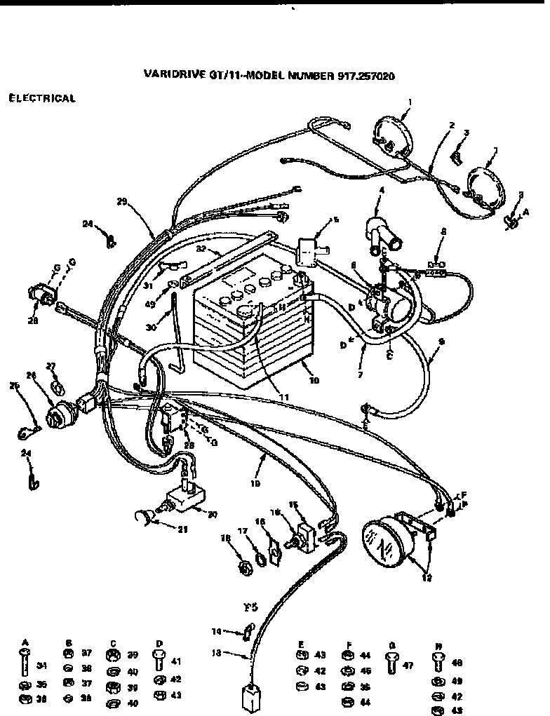 Craftsman 917257020 11 garden tractor/electrical diagram