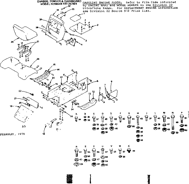 Craftsman 917257021 chassis, fender & dashboard diagram