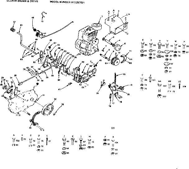 Craftsman 917257021 clutch-brake & drive diagram