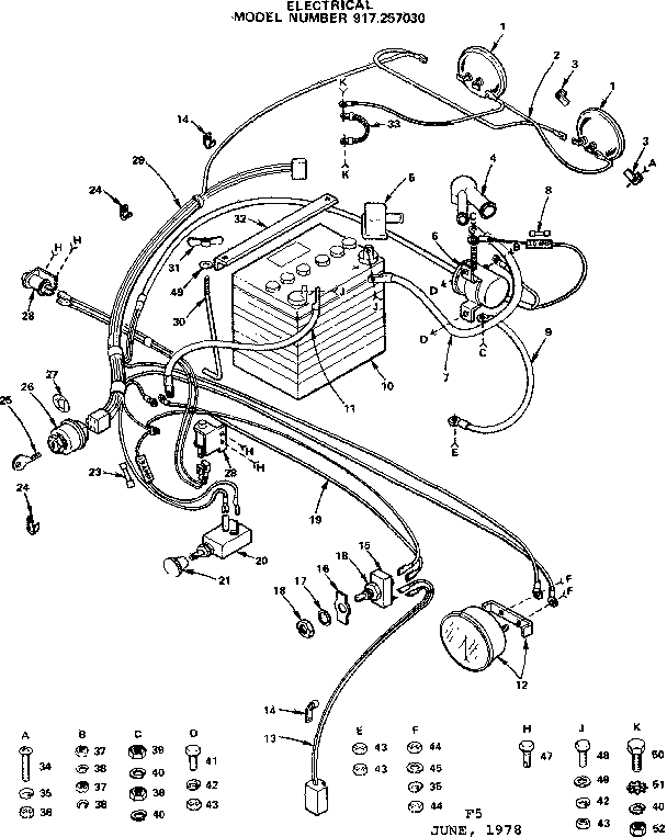 Craftsman 917257030 14 garden tractor/electrical diagram