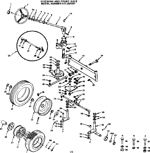 Craftsman 917257031 steering and front axle diagram