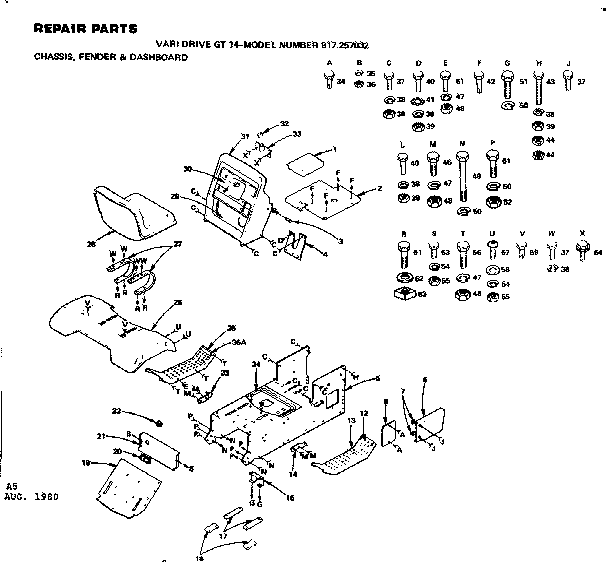 Craftsman 917257032 chassis fender & dashboard diagram
