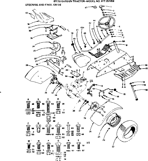 Craftsman 917257050 16 garden tractor/steering and final drive diagram