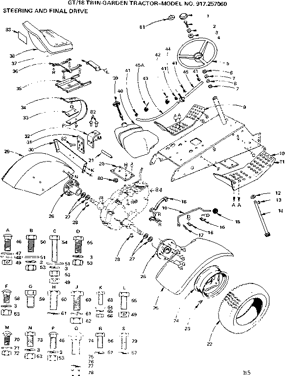 Craftsman 917257060 steering and final drive diagram