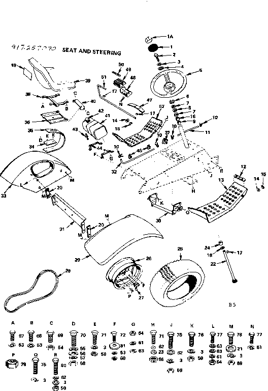 Craftsman 917257070 seat and steering diagram